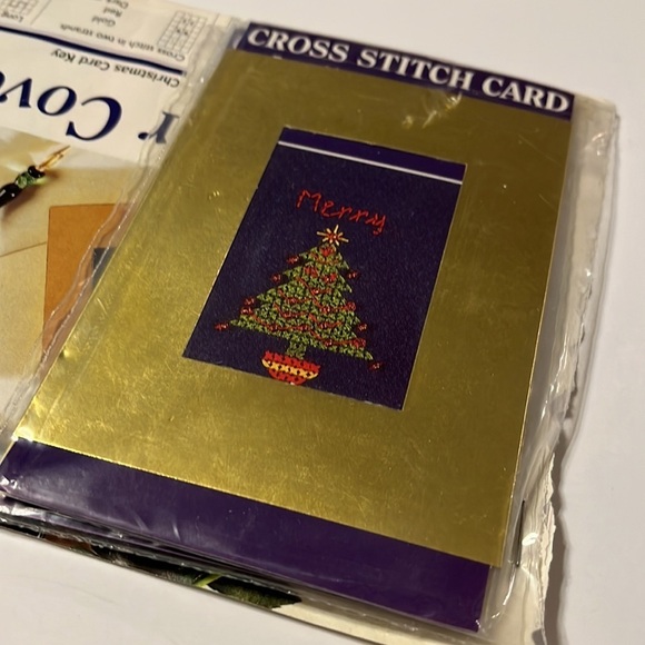 Needlecraft Christmas Cross Stitch Gift Tag Kits Lot of 9 Tree Cards Instruction - Picture 10 of 12
